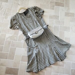 Reformation Plaid Dress With Petal Short Sleeves Small